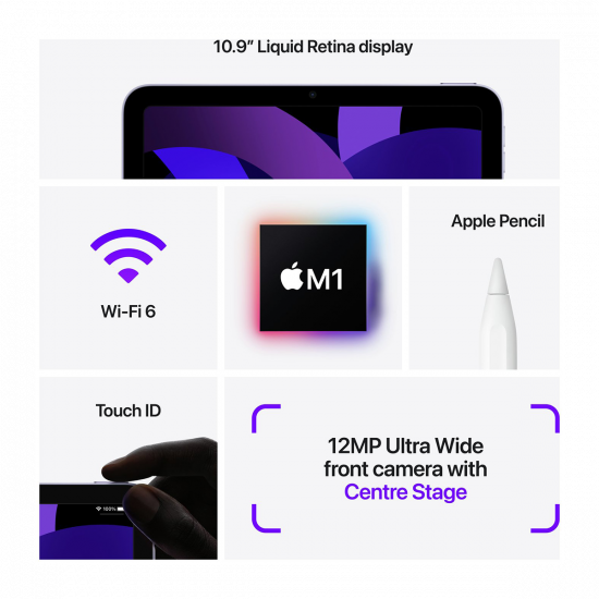 Apple iPad Air 5. Generation 2022 (M1, 256 GB) - Violett