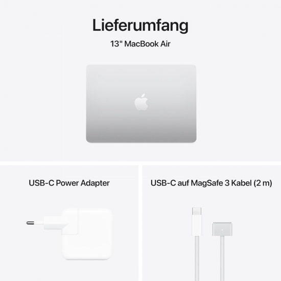 Apple MacBook Air 2024 (13,6 Zoll, M3, 16 GB + 256 GB SSD) – Silber Apple MacBook Air 2024 (13,6 Zoll, M3, 16 GB + 256 GB SSD) – Silber