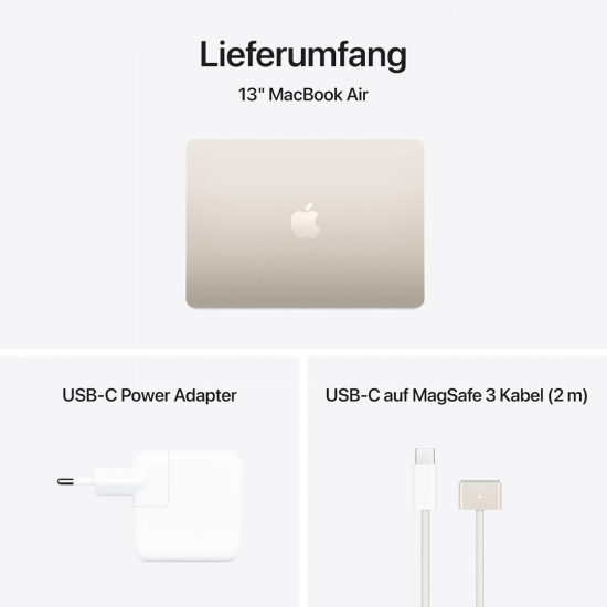 Apple MacBook Air 2024 (13,6 Zoll, M3, 16 GB + 512 GB SSD) – Starlight