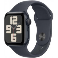 Apple Watch SE 2. Generation (2024, GPS 44 mm) Smartwatch mit Aluminiumgehäuse in Mitternacht und Sportarmband in Mitternacht (M/L)