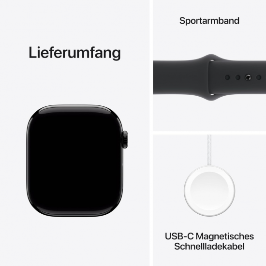 Apple Watch Series 10 (GPS, 42 mm) - Schwarzes Aluminiumgehäuse mit schwarzem Sportarmband S/M Apple Watch Series 10 (GPS, 42 mm) - Schwarzes Aluminiumgehäuse mit schwarzem Sportarmband S/M