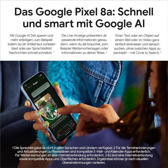 Google Pixel 8a 5G Android-Smartphone (8+128GB) - Obsidian