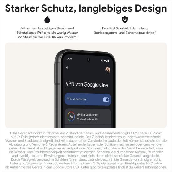 Google Pixel 8a 5G Android-Smartphone (8+128GB) - Obsidian
