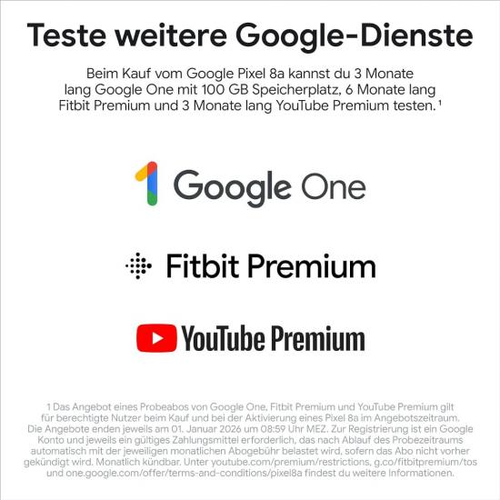 Google Pixel 8a 5G Android-Smartphone (8+128GB) - Obsidian