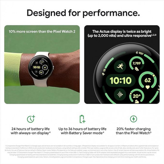 Google Pixel Watch 3 Wi-Fi (41mm) - Matte Black Aluminium Case with Obsidian Active Band Google Pixel Watch 3 Wi-Fi (41mm) - Matte Black Aluminium Case with Obsidian Active Band