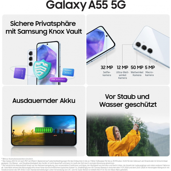 Samsung Galaxy A55 5G Smartphone (Dual-SIMs, 8+128 GB) - Awesome Lilac Samsung Galaxy A55 5G Smartphone (Dual-SIMs, 8+128 GB) - Awesome Lilac