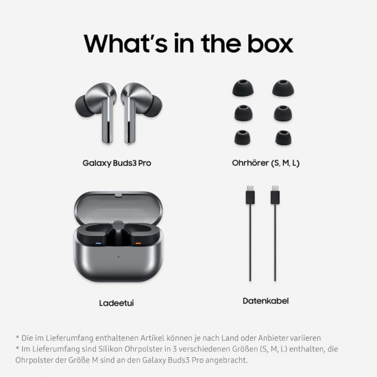 Samsung Galaxy Buds 3 Pro SM-R630 wireless In-Ear-Kopfhörer - Silber Samsung Galaxy Buds 3 Pro SM-R630 wireless In-Ear-Kopfhörer - Silber