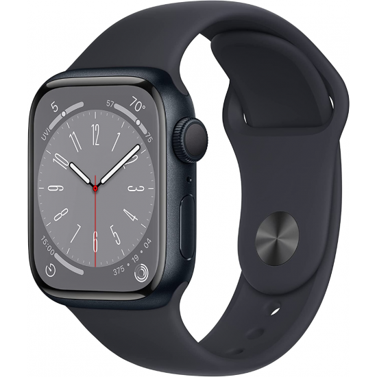 Apple Watch Series 8 41 mm (GPS) – Mitternacht Aluminiumgehäuse mit S/M Mitternacht Sportarmband